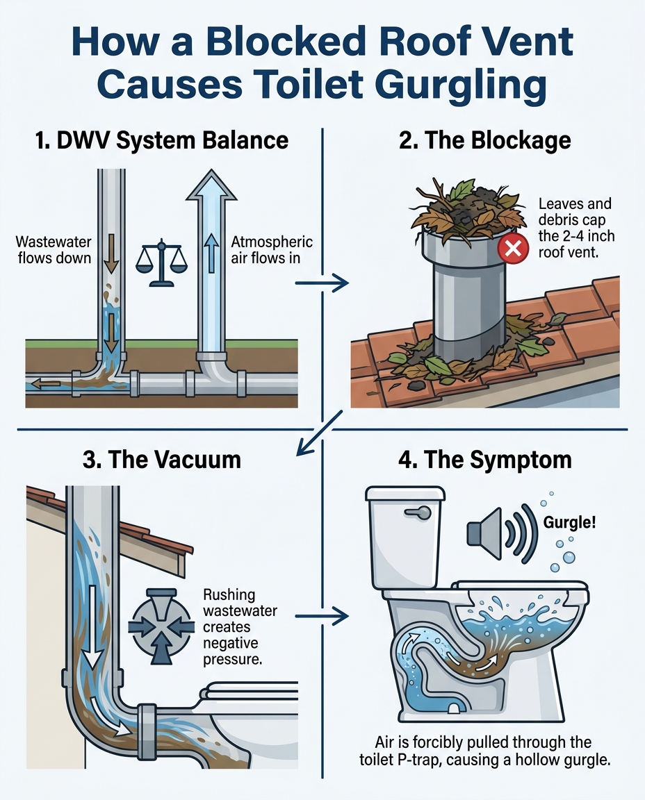 How a Blocked Roof Vent Causes Toilet Gurgling