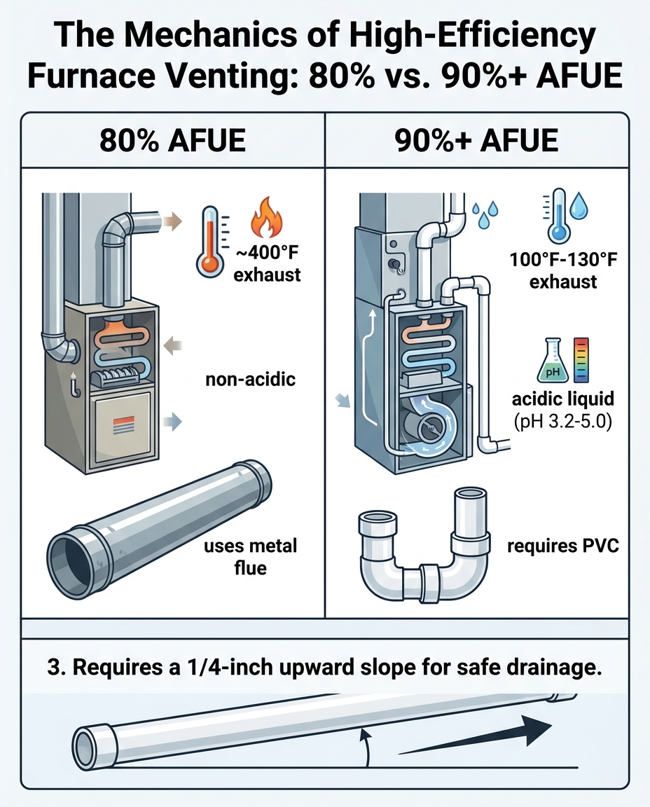 The Mechanics of High-Efficiency Furnace Venting: 80% vs. 90%+ AFUE