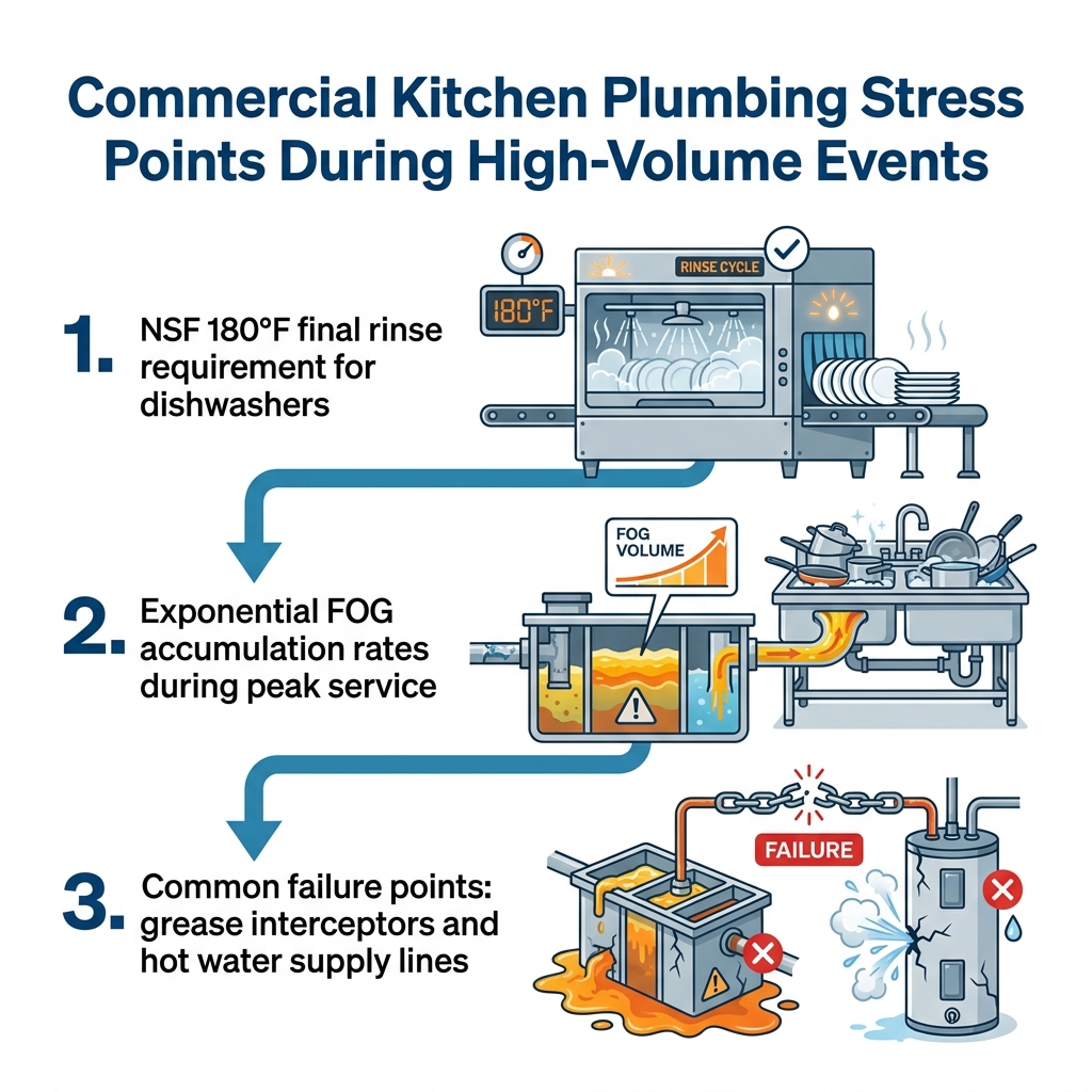 Commercial Kitchen Plumbing Stress Points During High-Volume Events