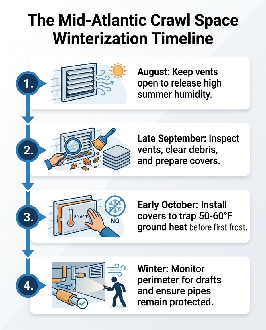 The Mid-Atlantic Crawl Space Winterization Timeline