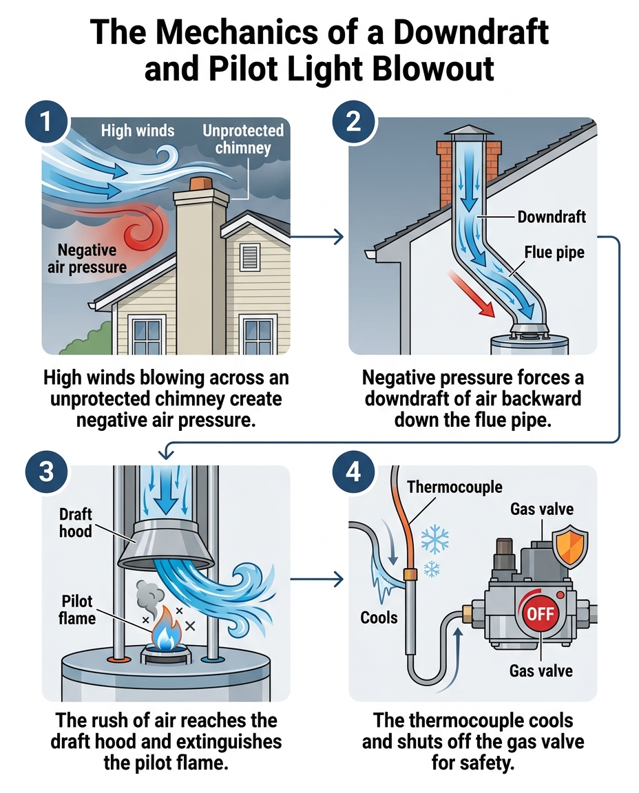 The Mechanics of a Downdraft and Pilot Light Blowout