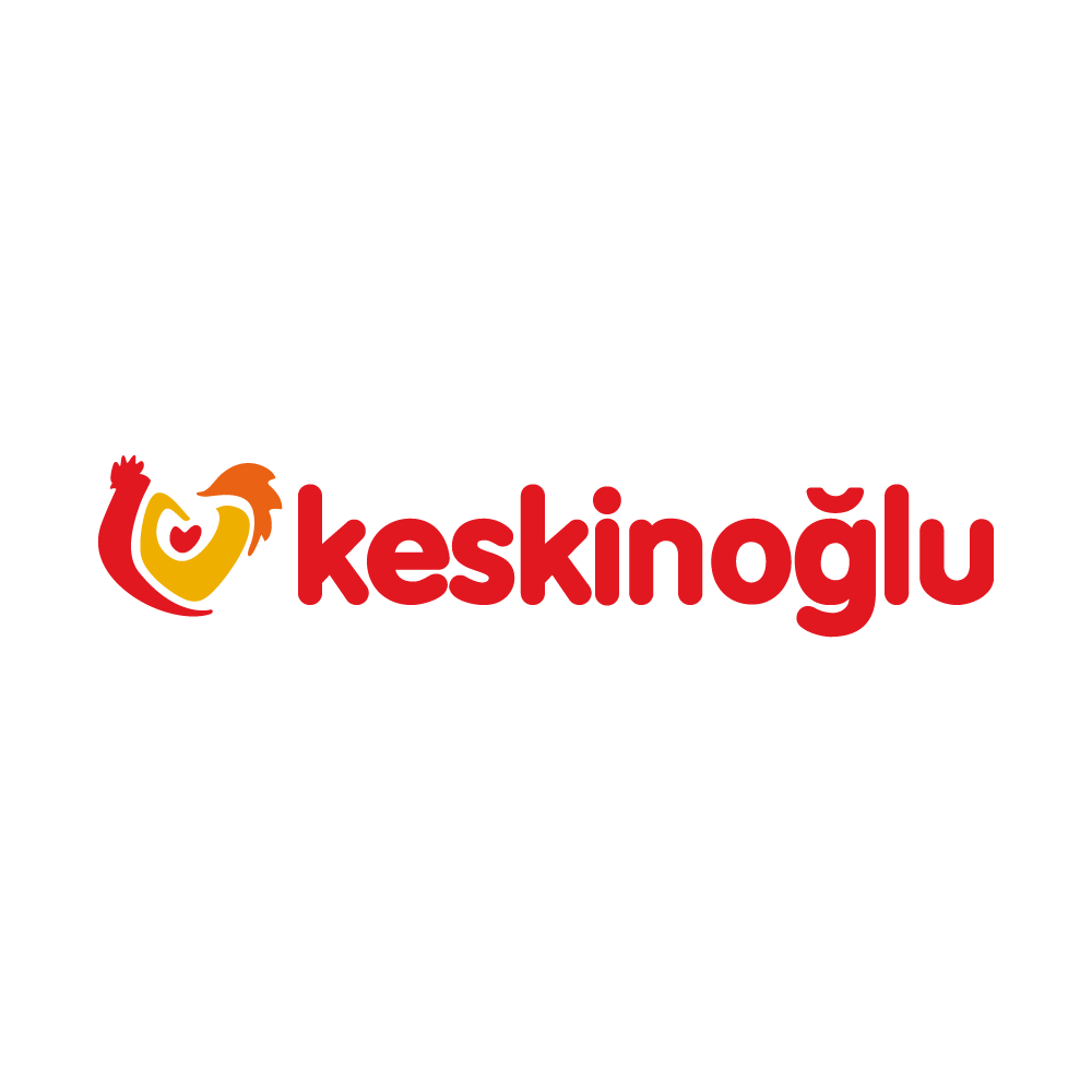 Keskinoglu logo featuring a stylized rooster forming a heart shape next to the text 'keskinoglu' in red letters.