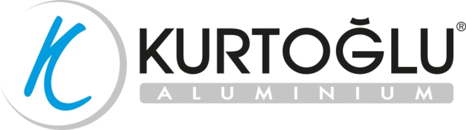 KURTOĞLU Aluminium logo featuring a stylized blue K inside a gray circle.