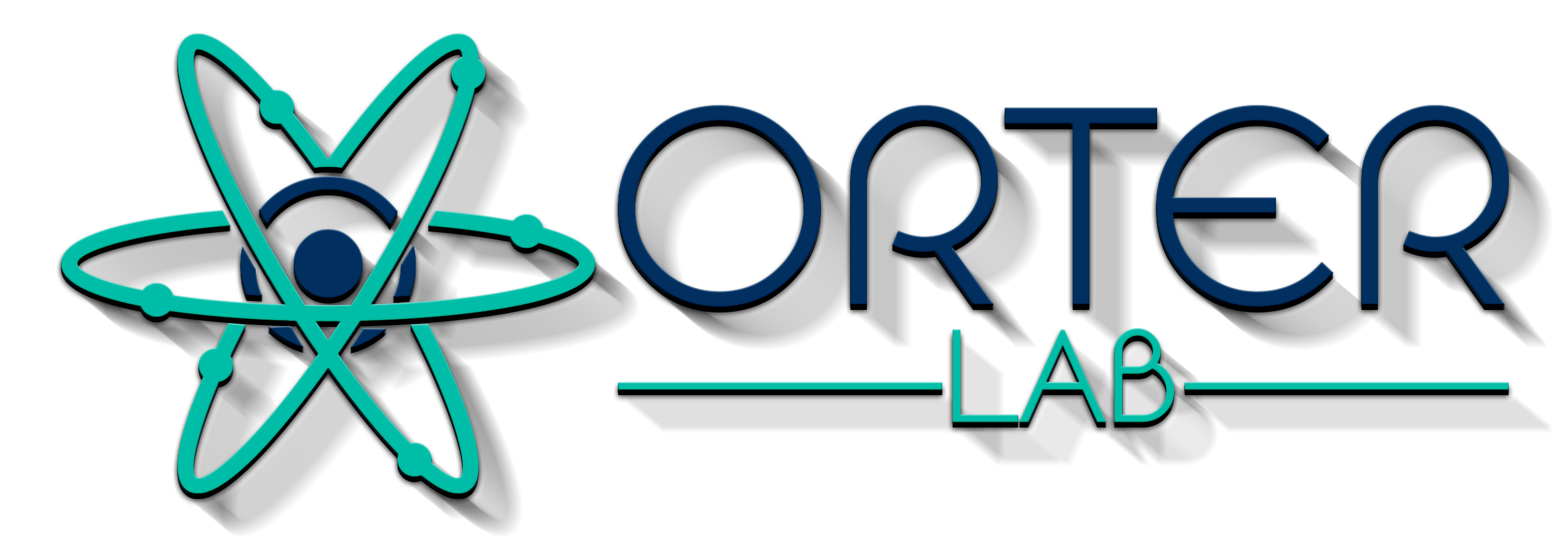 ORTER LAB logo featuring a stylized atom design with orbiting electrons to the left of the text.