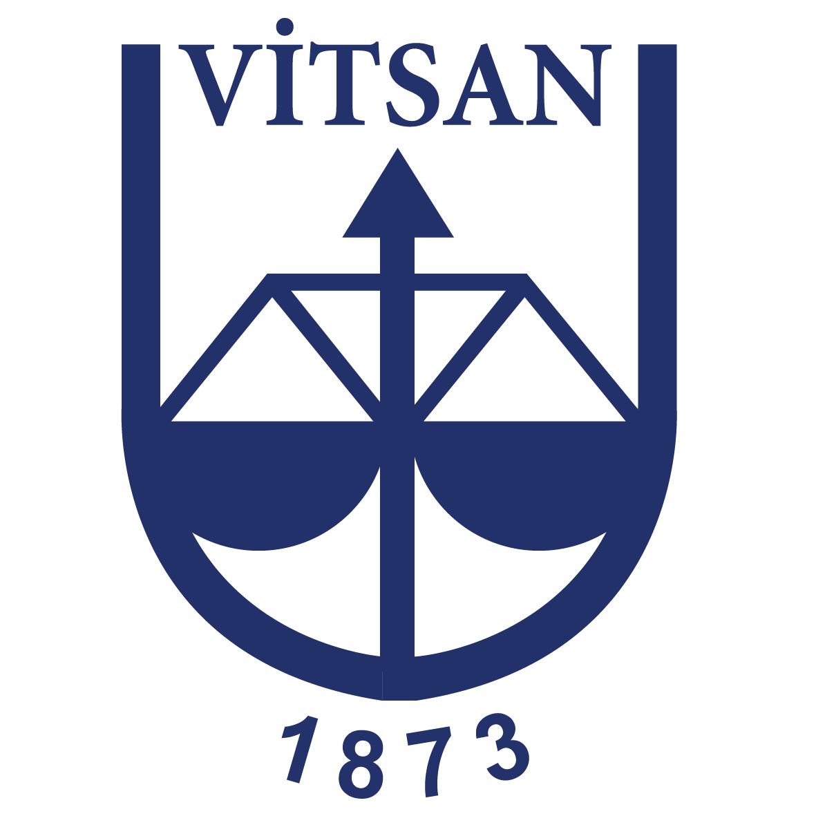Blue VITSAN emblem featuring a stylized scale with an upward arrow and the year 1873 below.