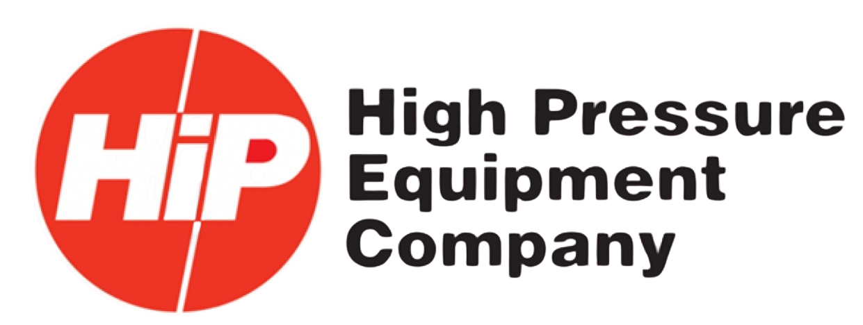 Logo with white letters 'HiP' inside a red circle next to the text 'High Pressure Equipment Company'.