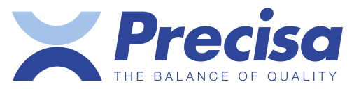Precisa logo with the tagline 'The Balance of Quality' featuring two semicircular shapes above and below the text.