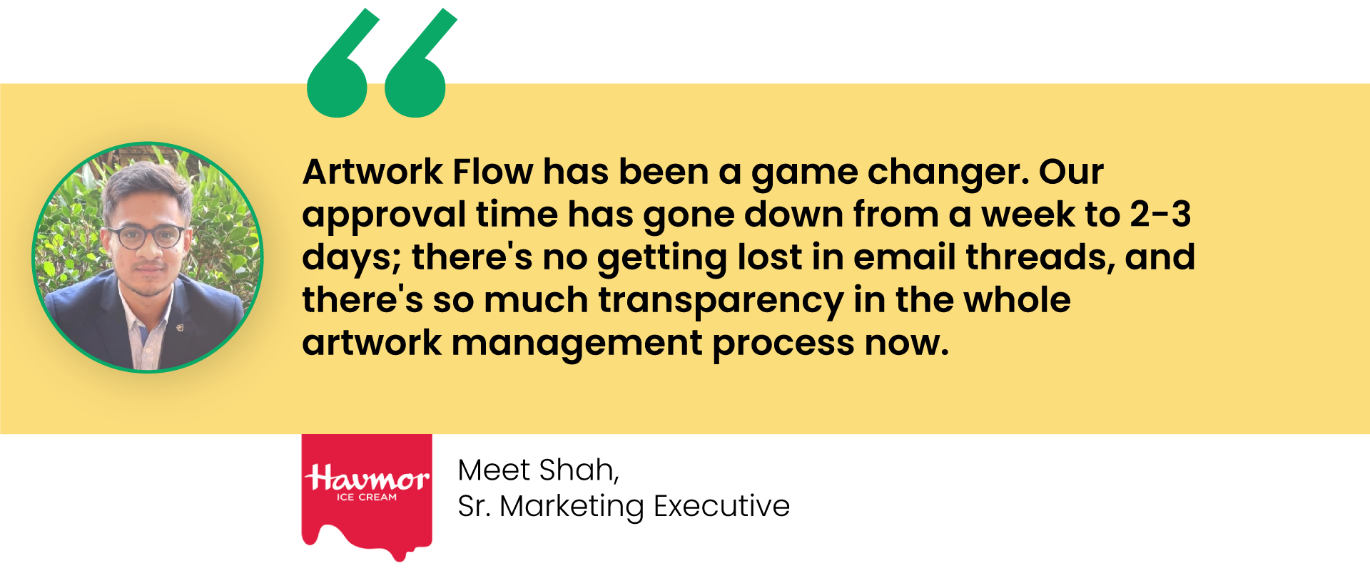 Havmor testimonial for Artwork Flow