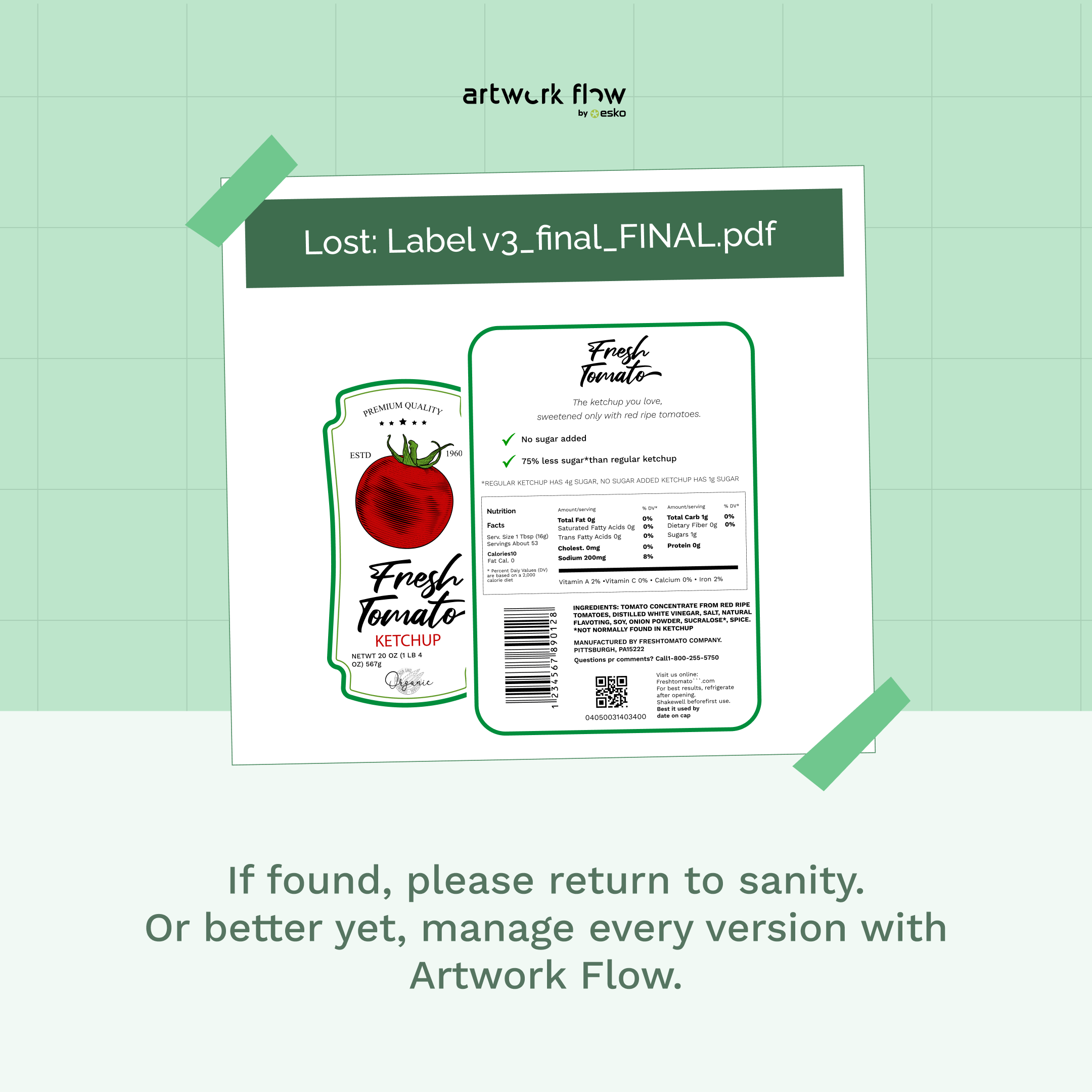 Lost label version. Artwork Management can manage artwork versions better.