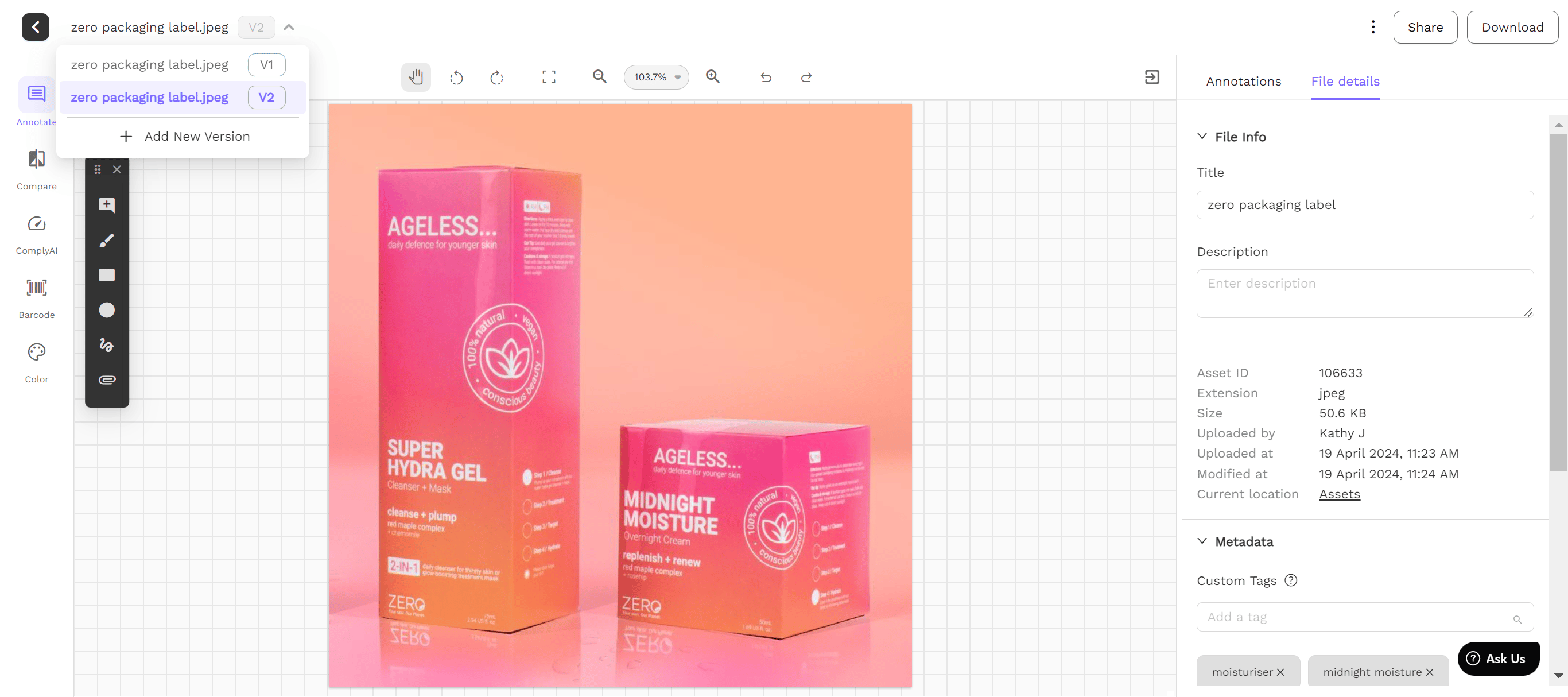 Version control on Artwork Flow