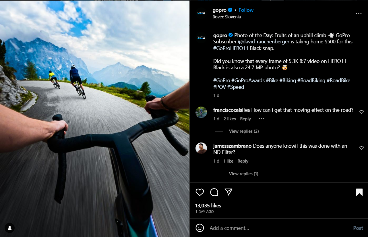 Cycling captured in GoPro