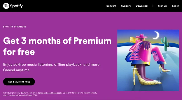Clear and concise copy by Spotify 