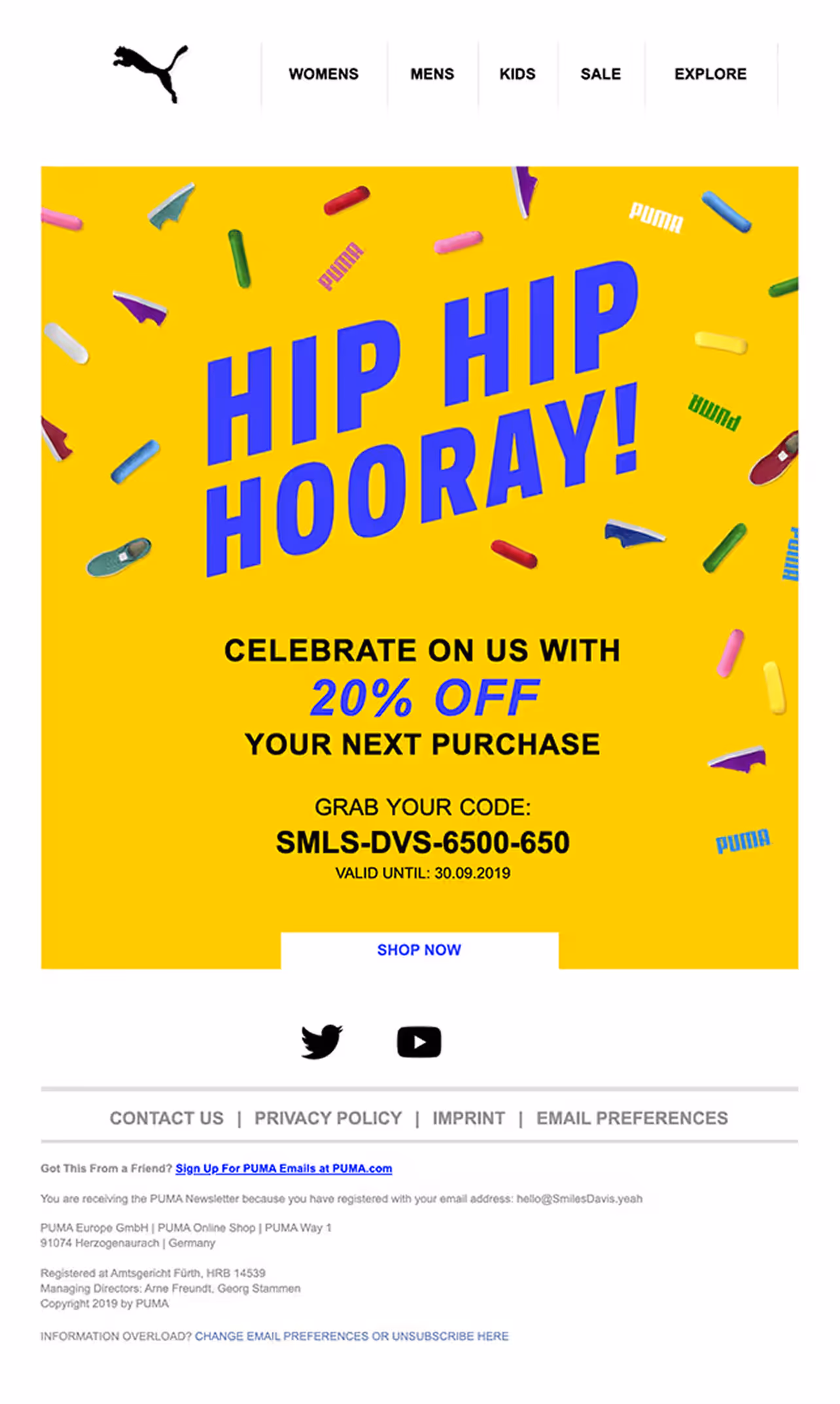Puma's happy birthday email