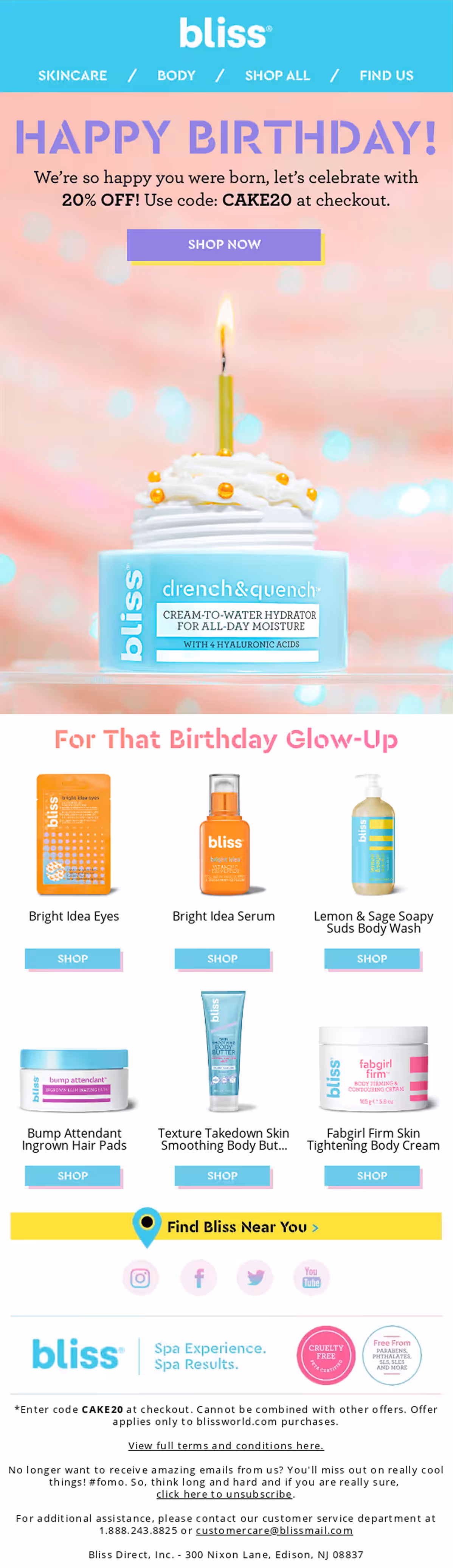 Bliss' happy birthday email