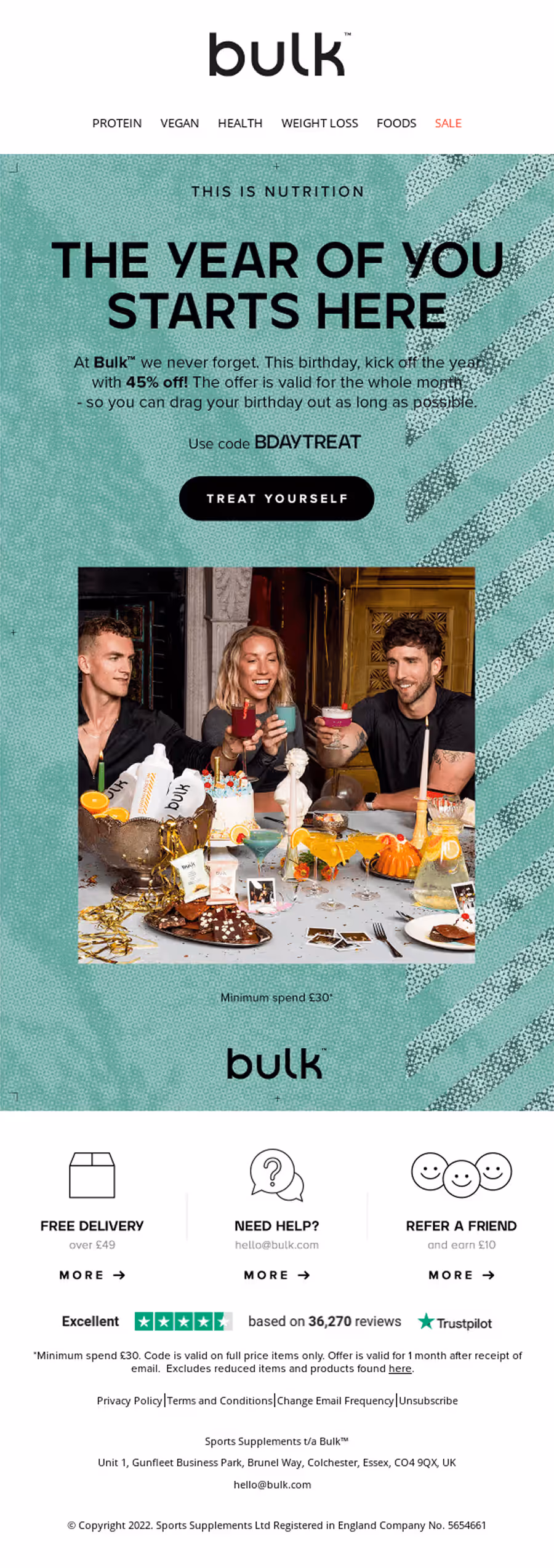 Bulk's happy birthday email