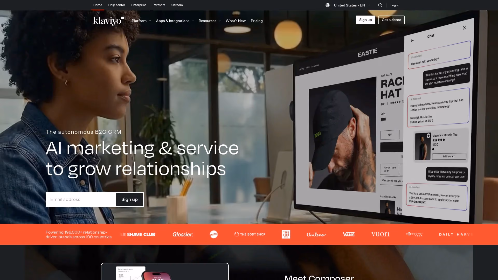 Screenshot of https://www.klaviyo.com