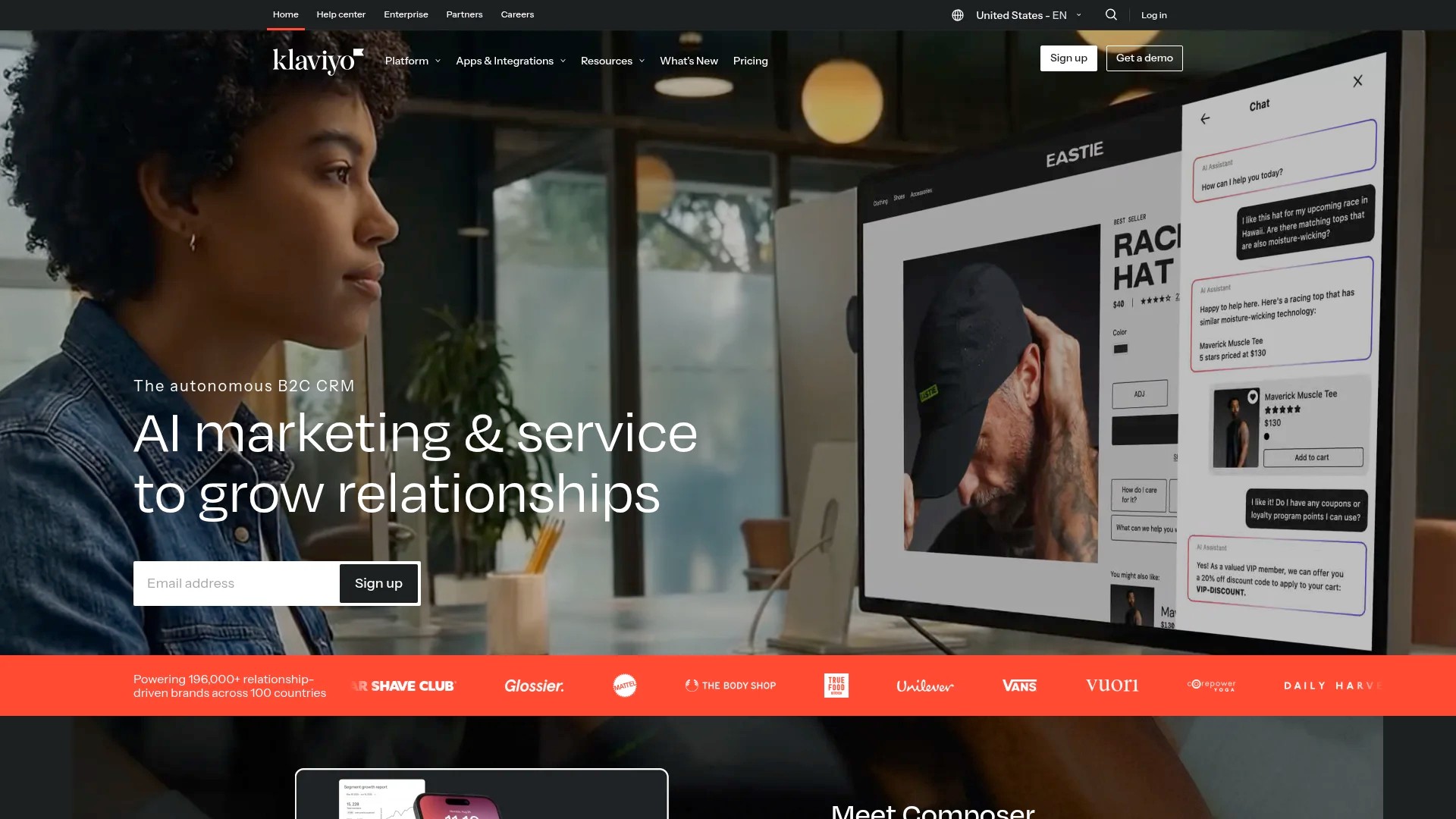 Screenshot of https://www.klaviyo.com