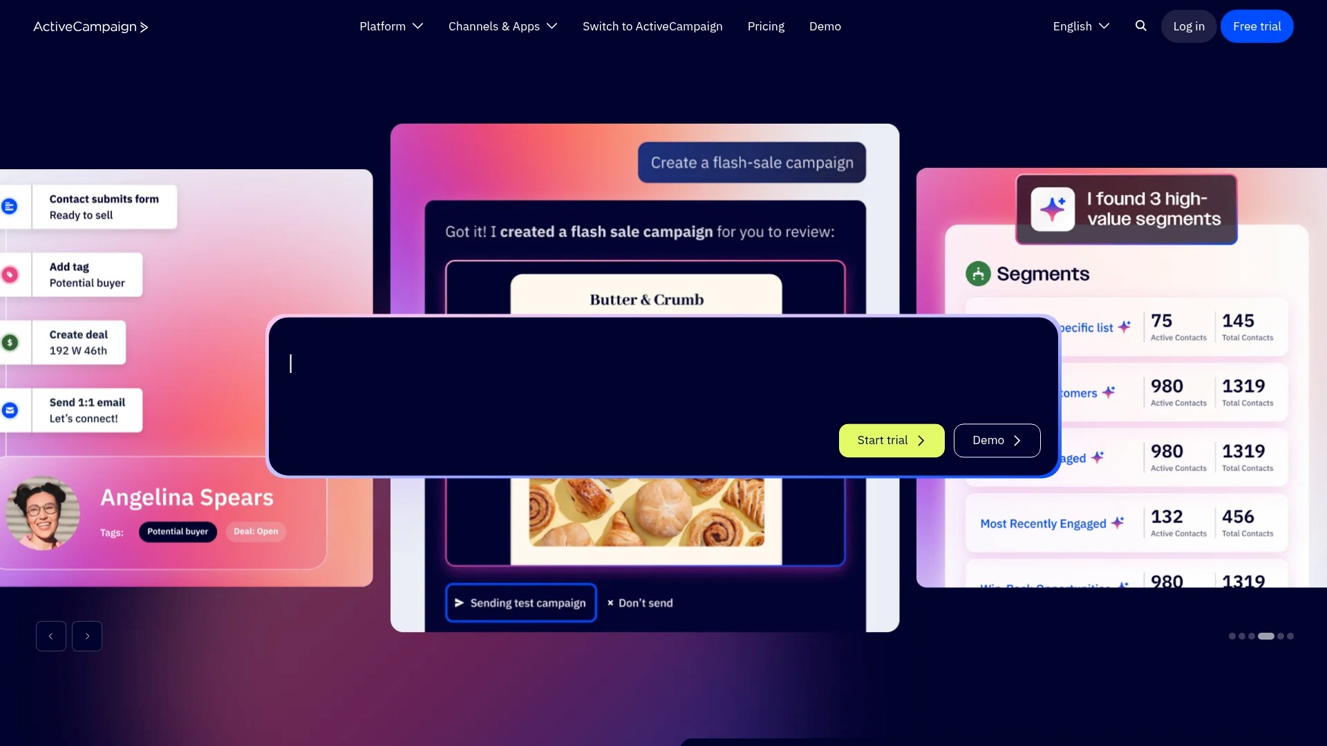 Screenshot of https://www.activecampaign.com
