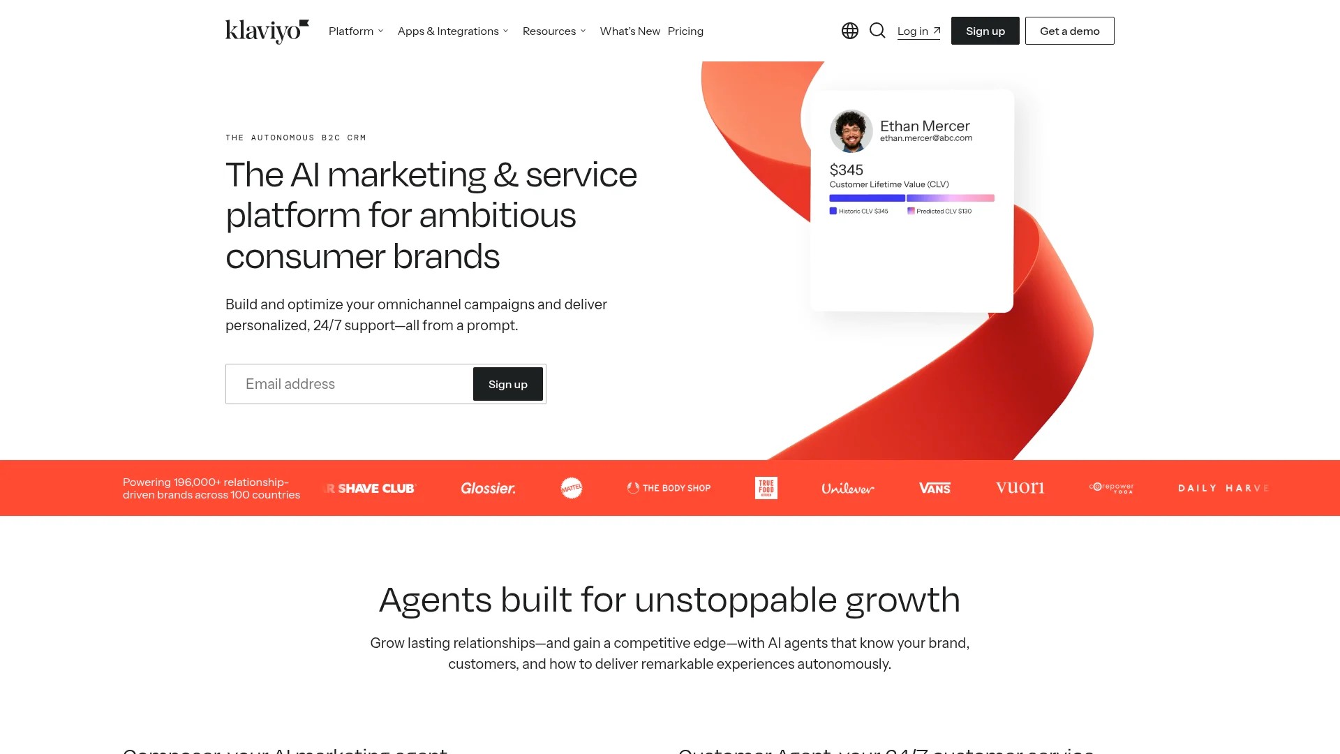 Screenshot of https://www.klaviyo.com