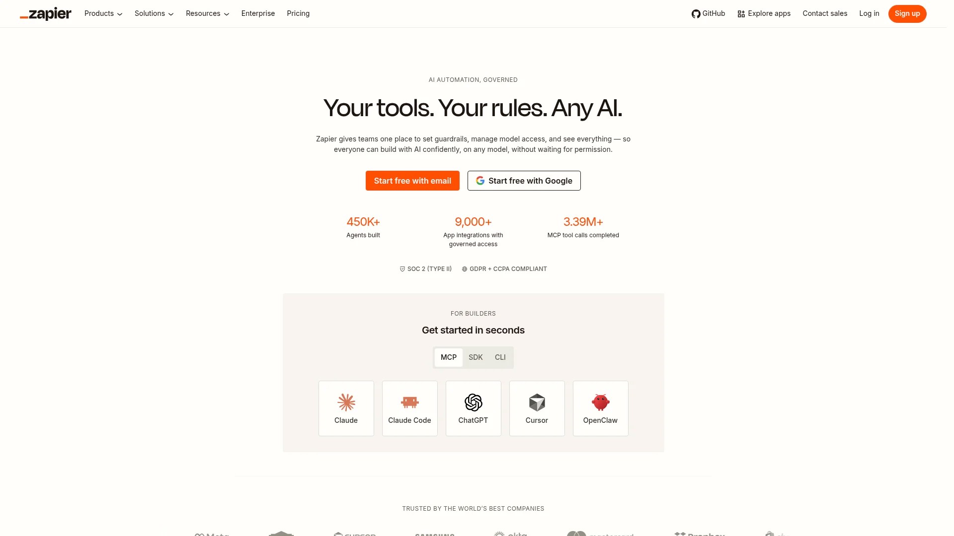 Screenshot of https://zapier.com