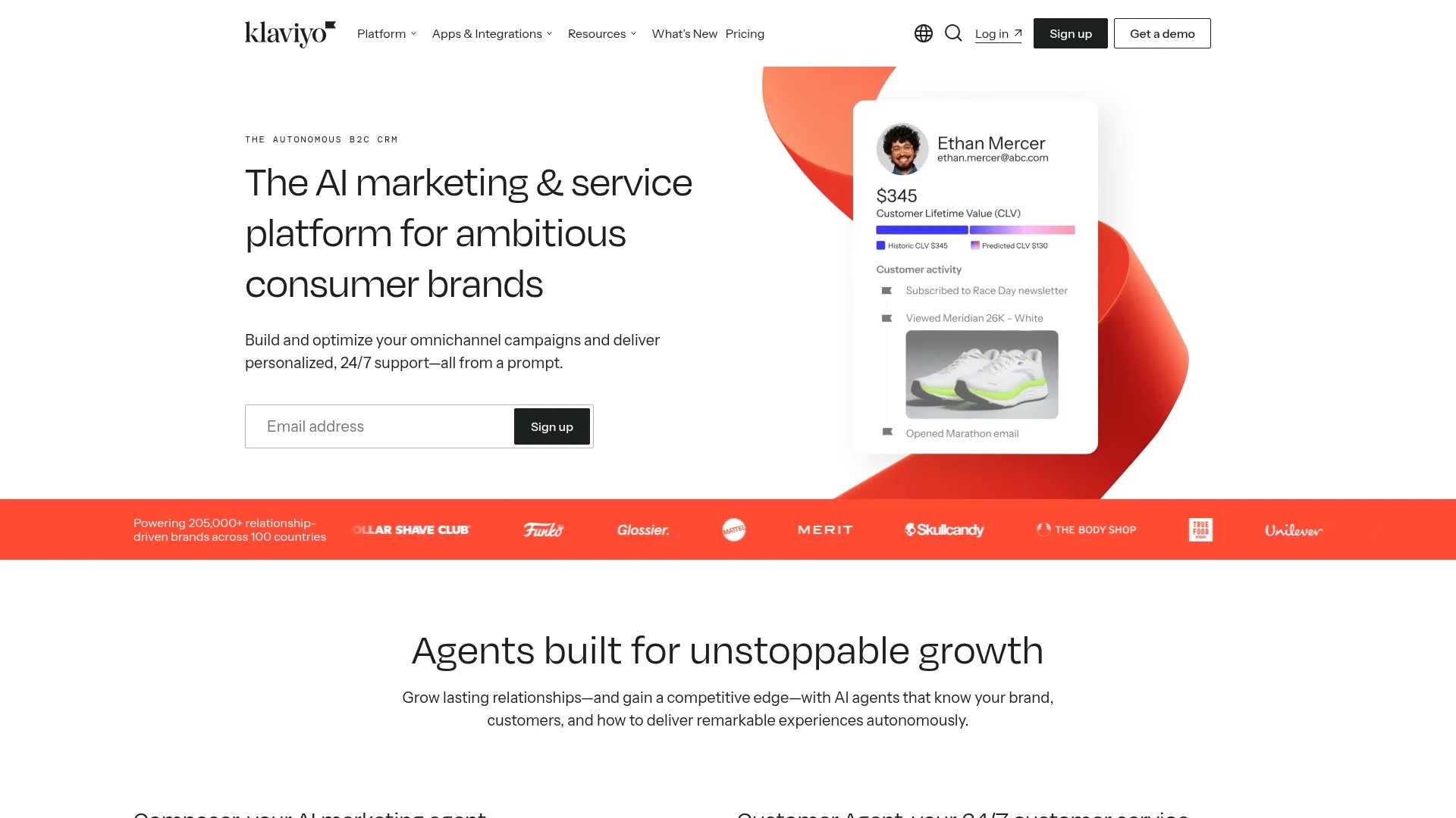 Screenshot of https://www.klaviyo.com
