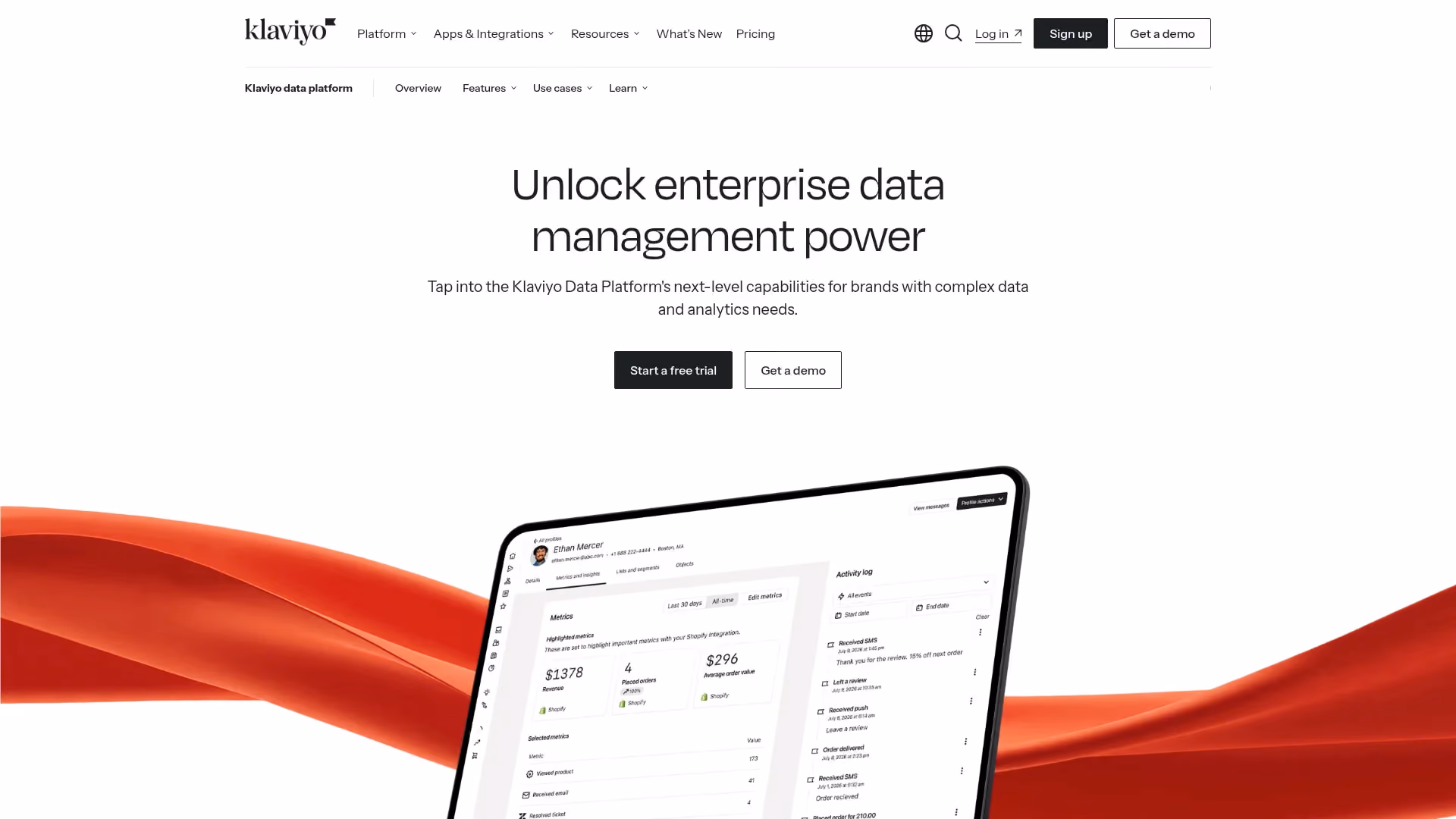 Screenshot of www.klaviyo.com