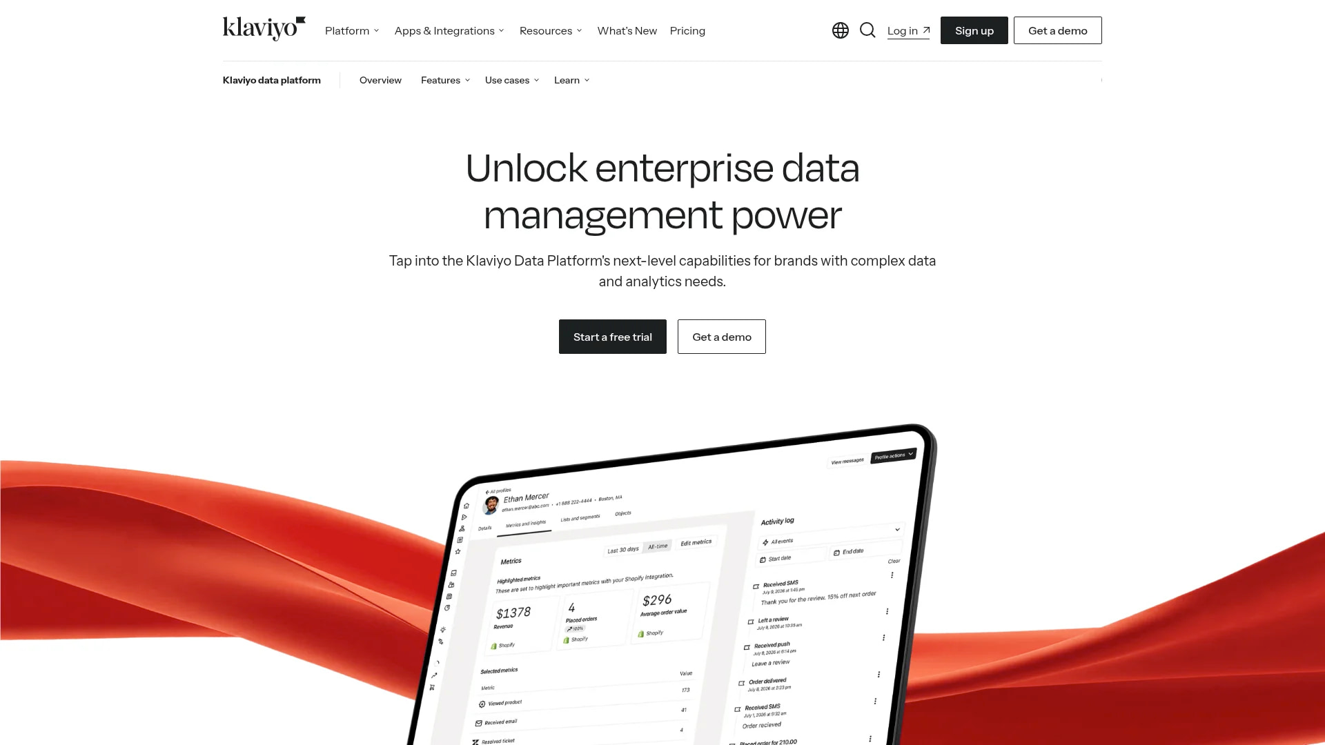 Screenshot of www.klaviyo.com