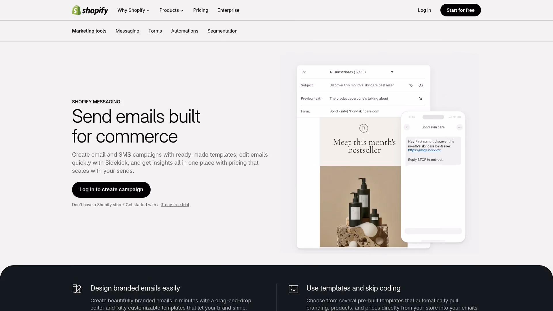 Screenshot of www.shopify.com