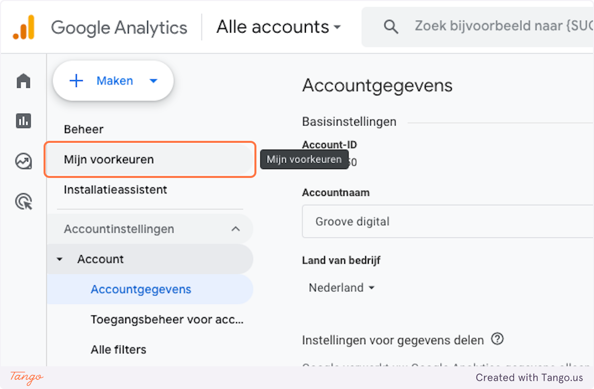 Click on Mijn voorkeuren