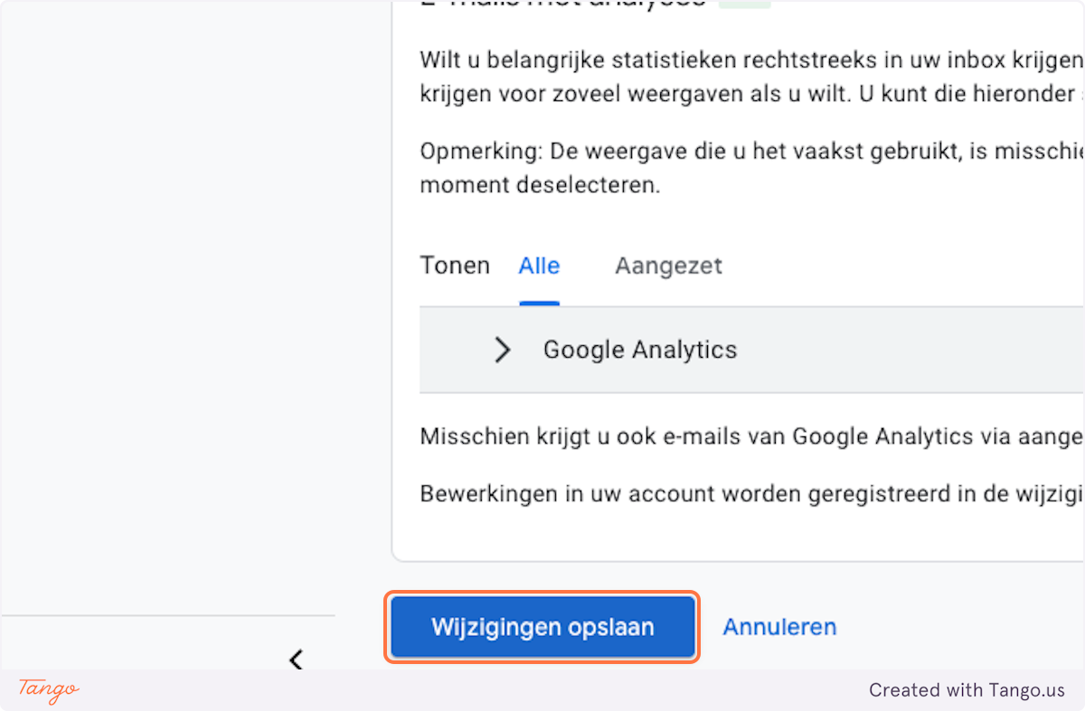 Click on Wijzigingen opslaan