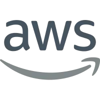 Amazon Web Services logo with lowercase aws text and a smile-shaped arrow below.