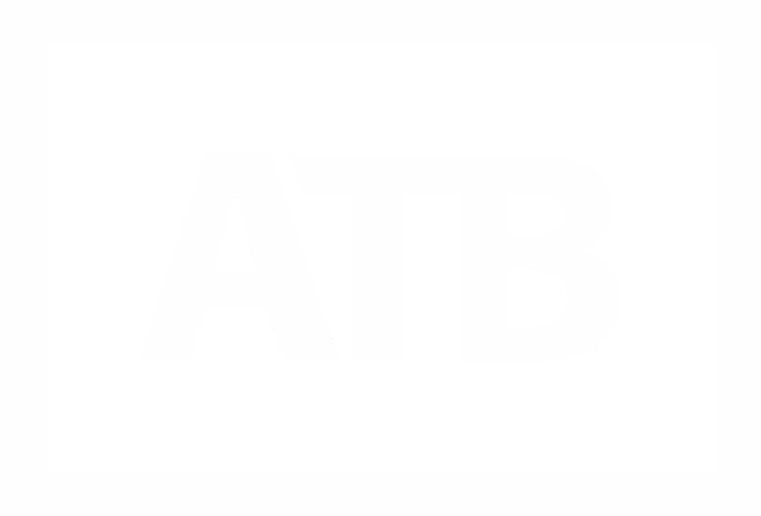 White capital letters AIB on black background.