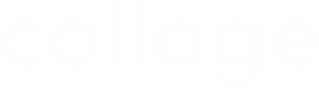 White lowercase text reading 'collage' on a black background.