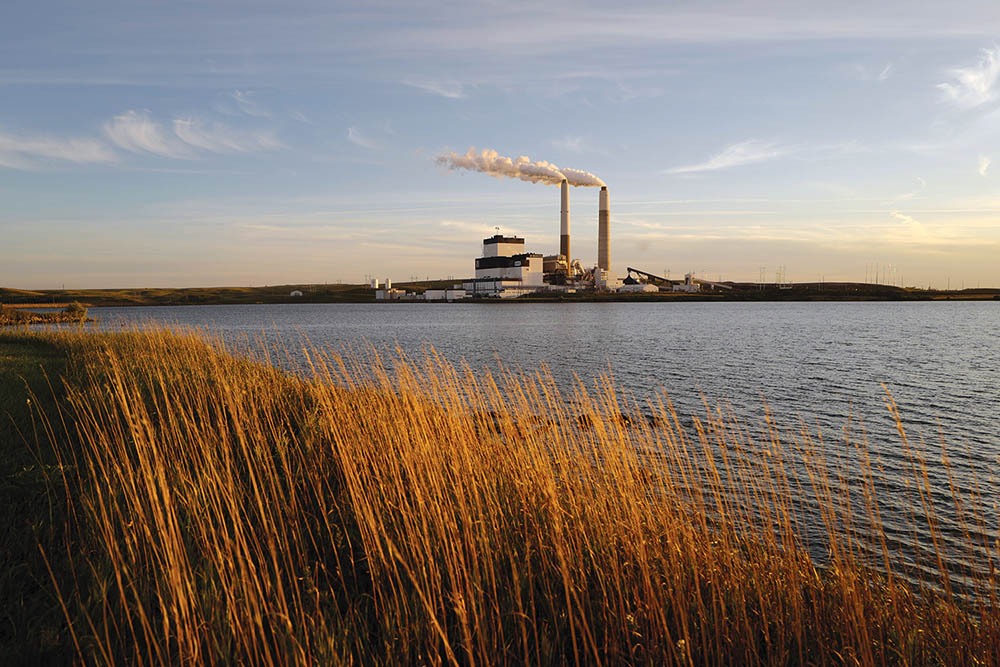 Milton R. Young Station with view of the lake.