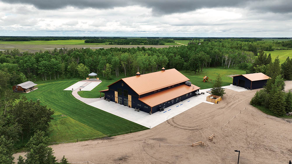 Aerial view of an outdoor wedding and event venue in Minnesota.