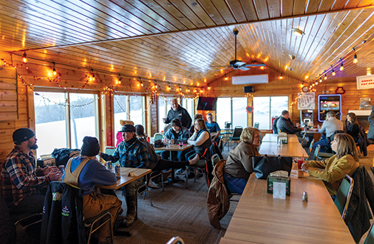 People gathering at a local winter resort