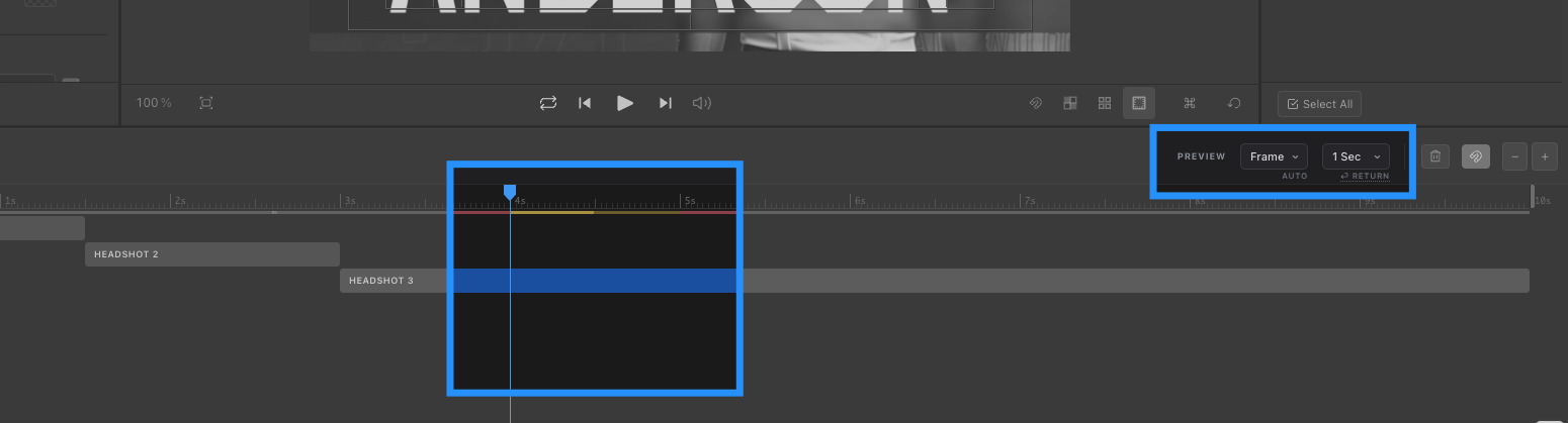 The preview controls on the timeline