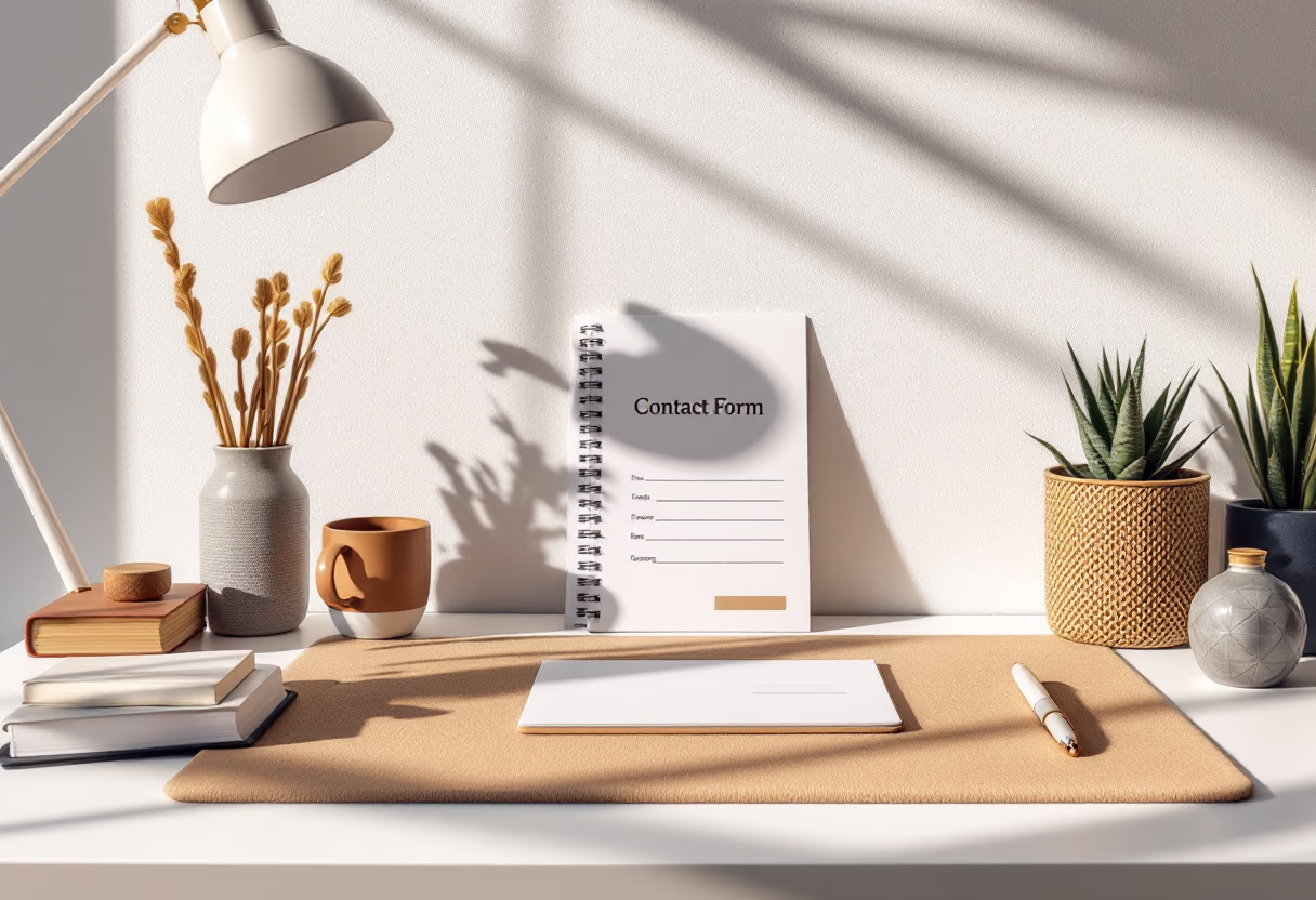 image of contact form on a desk (for a private tutor)