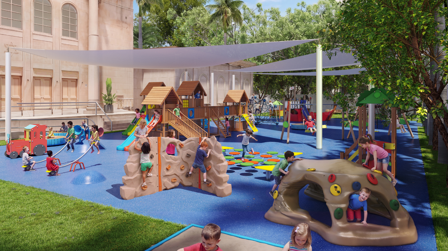 New playground with children
