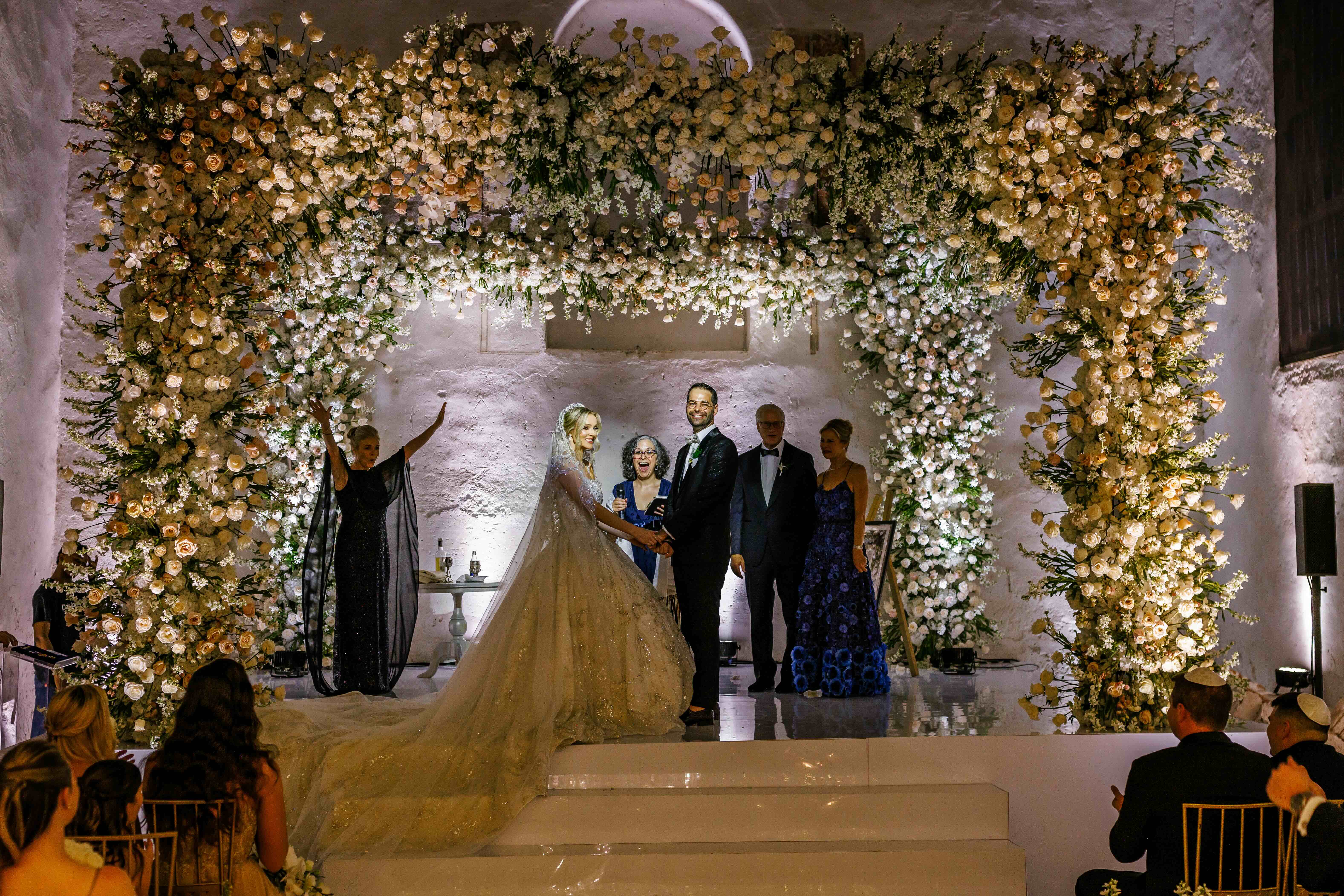 Couple celebrating under the chuppah at the Center