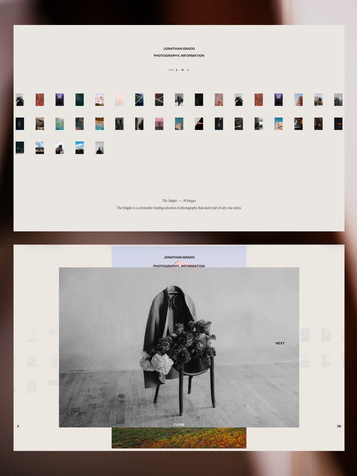 a look at the new webgl gallery view layout on Jonathan Grado's website