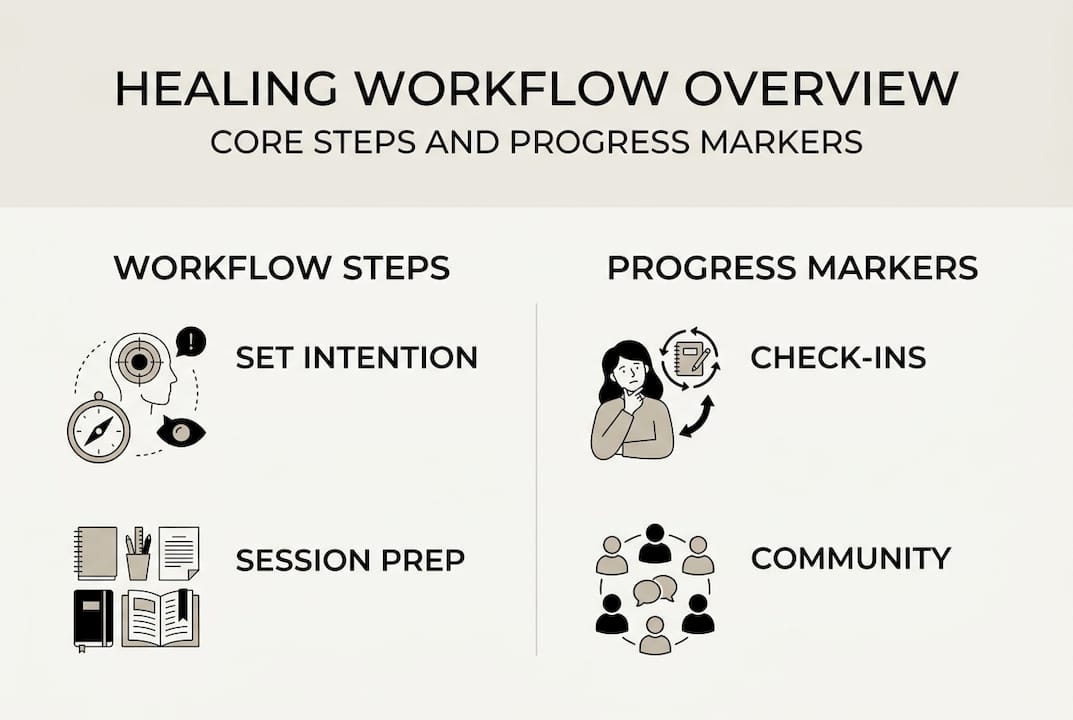Infographic on emotional healing workflow steps