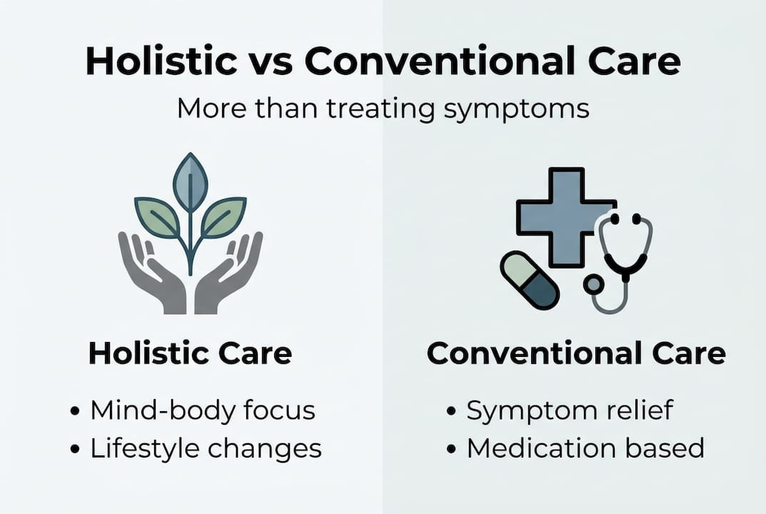 Infographic: holistic versus conventional care comparison