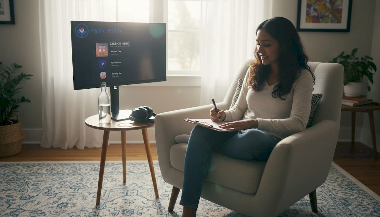 Patient preparing dosing session at home