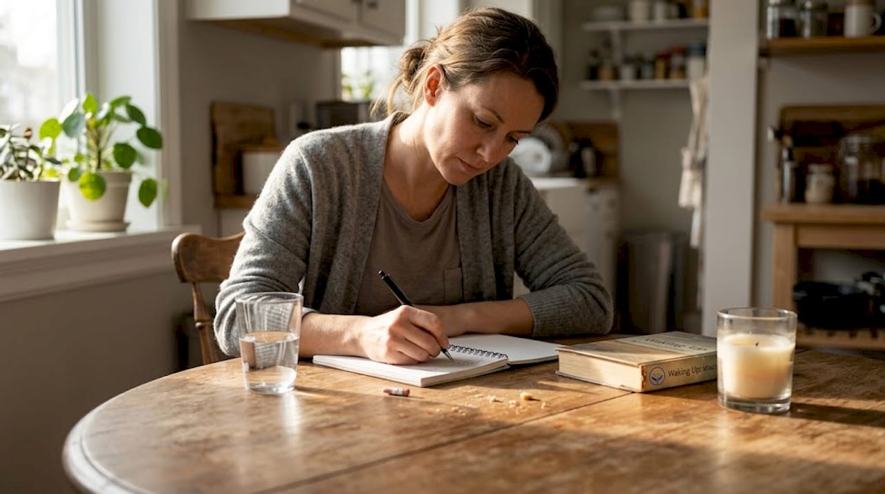 Woman journaling after therapy session