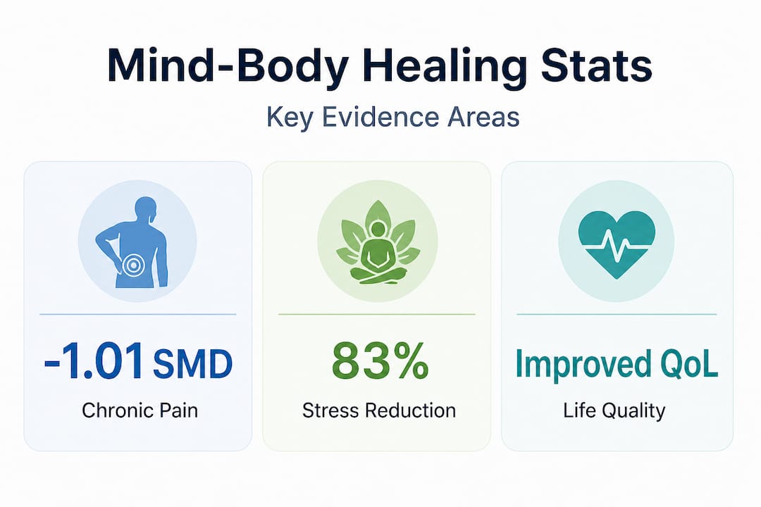 Infographic with mind-body healing statistics