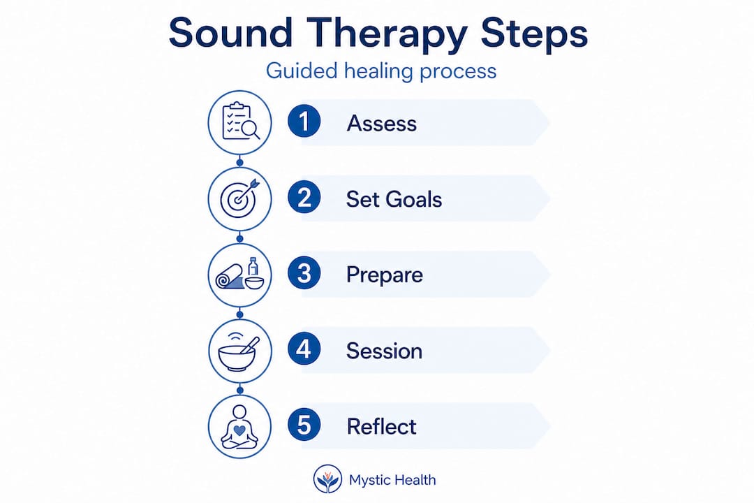 Infographic showing sound therapy step-by-step process