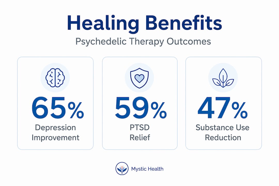 Infographic of psychedelic therapy outcome statistics