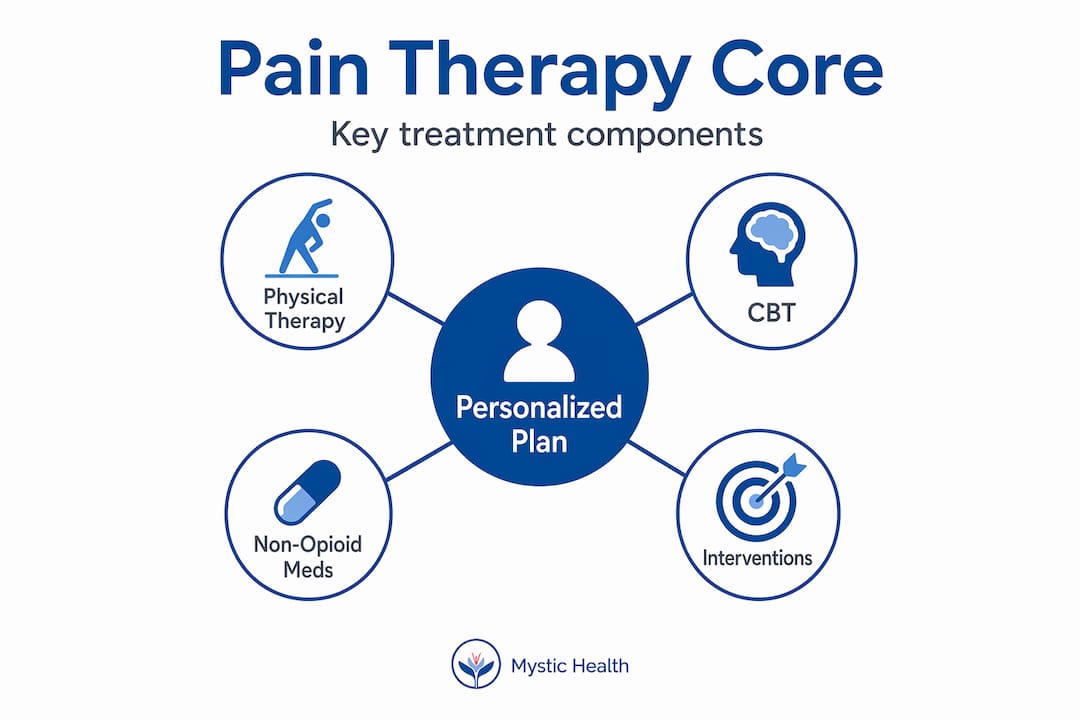 Infographic summarizes core pain therapy components