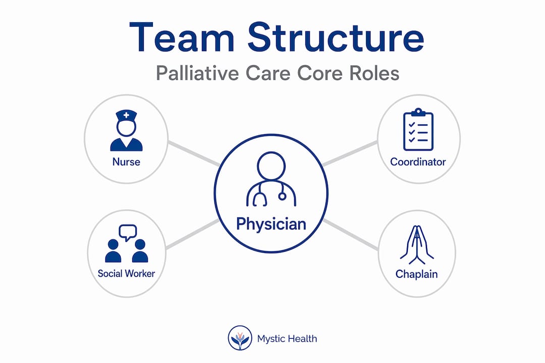 Hierarchy chart of palliative care team roles